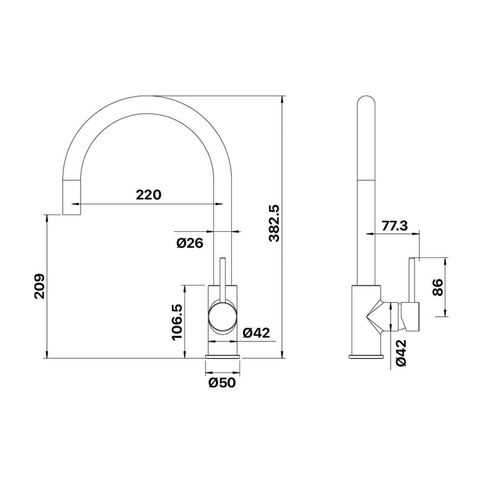 Mixx Anise Eco Pull out sink mixer Gun Metal