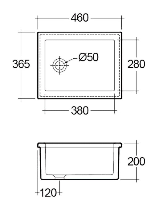 1901 Lab Sink 4 (Includes Euro Waste Fitting)-AB0900W-blue-leaf-bathware