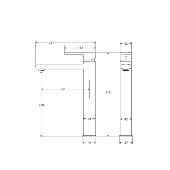 Fienza Koko Tall Basin Mixer - Black Matte