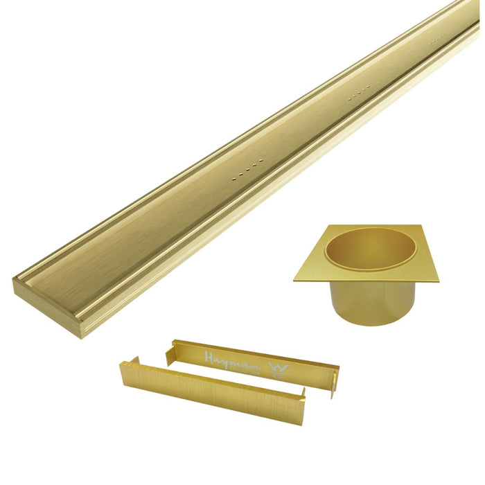 Hayman Aluminium 21mm Tile Insert Shower Grate Drain Kit - Brushed Gold
