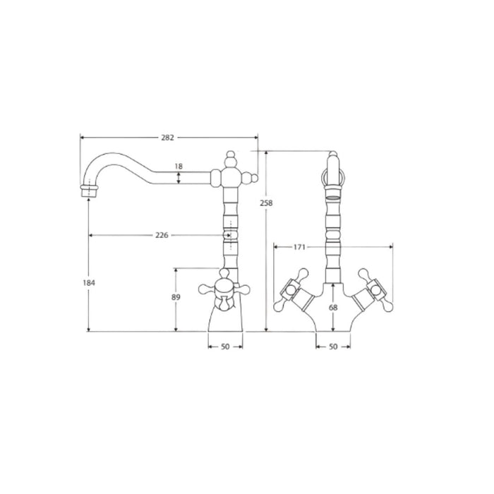 Fienza Lillian Shepherds Crook Sink Mixer - Black Matte