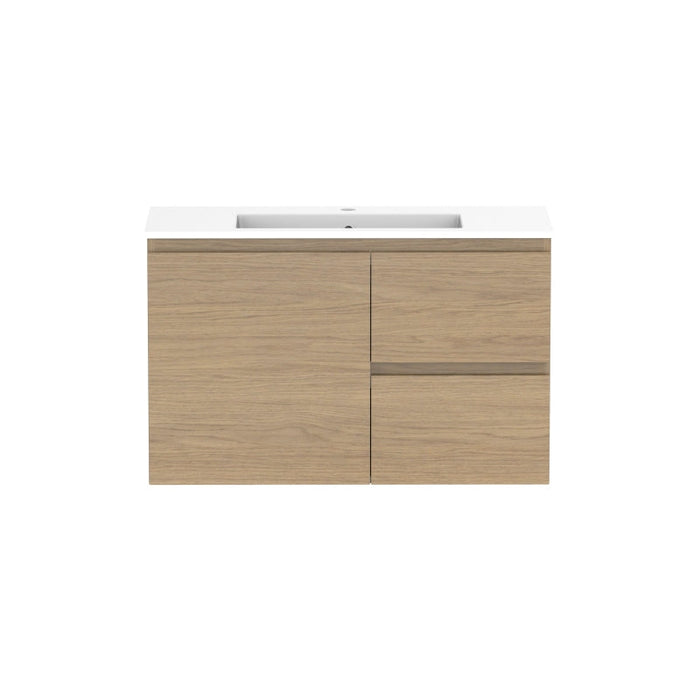 ADP Glacier Ensuite Door & Drawer Twin Wall Hung Vanity & Moulded Top - Lite-GLLECW0900WHCCE-blue-leaf-bathware