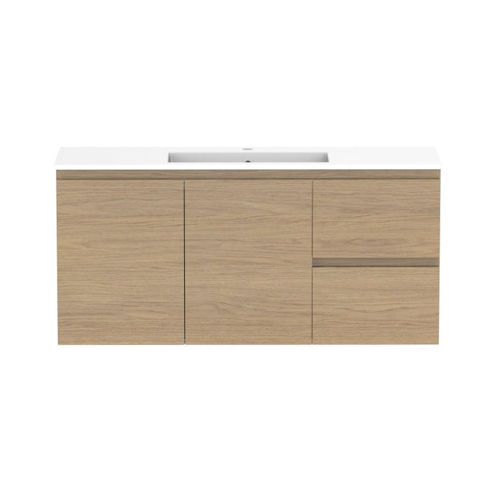 ADP Glacier Ensuite Door & Drawer Twin Wall Hung Vanity & Moulded Top - Lite-GLLECW1200WHCCM-blue-leaf-bathware