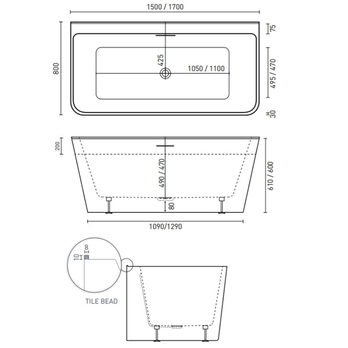 Decina Aria Back To Wall Bath