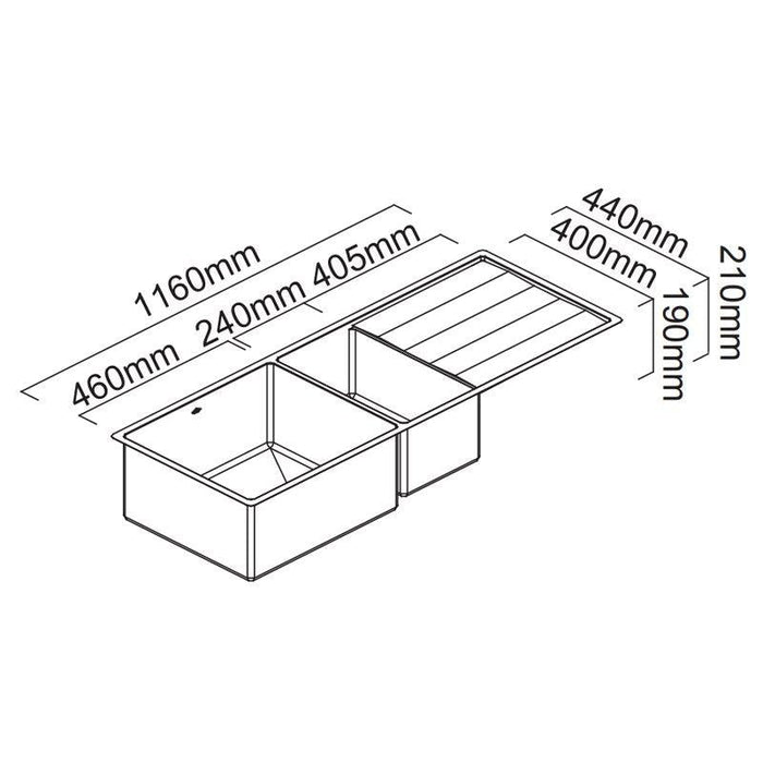 Abey Lugano 1 & 3/4 Bowl Sink-ST460DU-blue-leaf-bathware