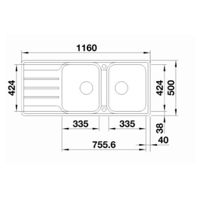 Blanco LEMIS 8 S-IF Double Bowl Inset/Flushmount Sink with Drainer - Right-526992-blue-leaf-bathware