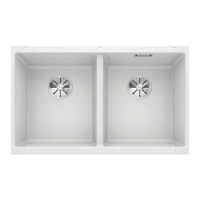 Blanco SUBLINE 350/350-U Double Bowl Undermount Sink - White-526850-blue-leaf-bathware