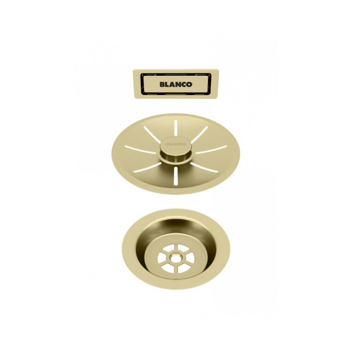 Blanco Strainer System Satin Gold Edition for Single Bowl Sinks-203476-blue-leaf-bathware