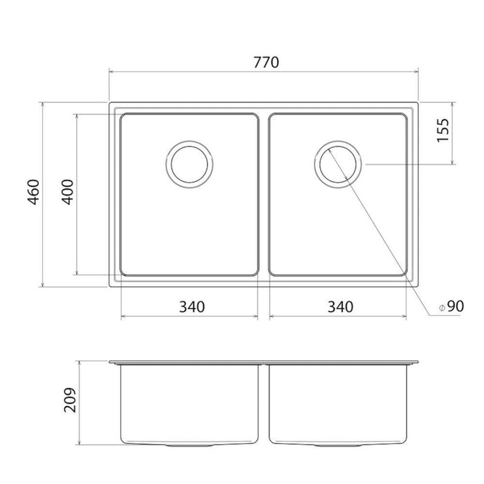 Caroma Compass Alfresco Double Bowl-COAF200-blue-leaf-bathware