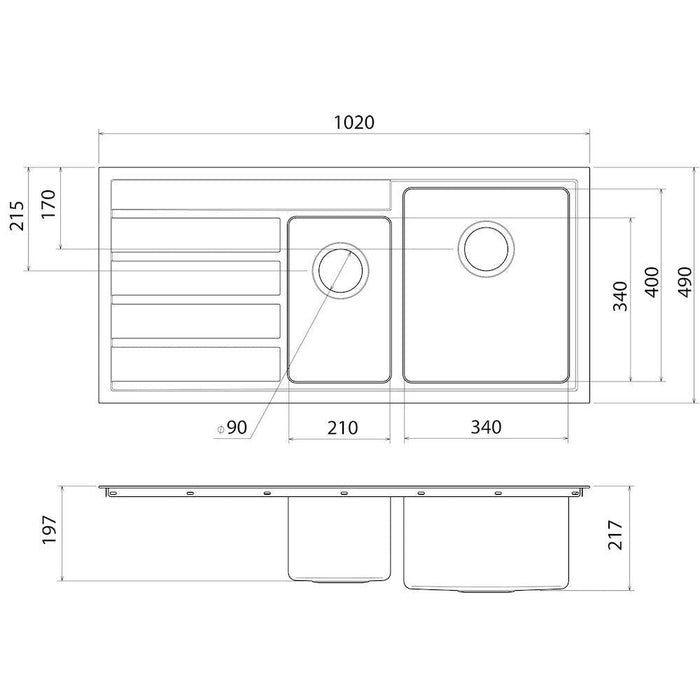 Caroma Compass Sink 1 & 1/2 Left Hand Bowl-blue-leaf-bathware