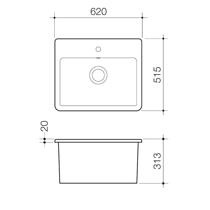 Caroma Cubus Laundry Vanity Basin-897315W-blue-leaf-bathware