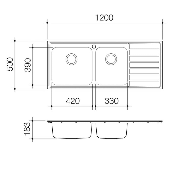 Caroma Luna 1 & 3/4 Left Hand Bowl Sink-COCL175.1L-blue-leaf-bathware