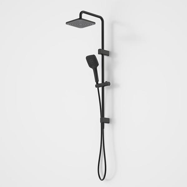 Caroma Luna Multifunction Rail Shower with Overhead Black-90383BL4E-blue-leaf-bathware
