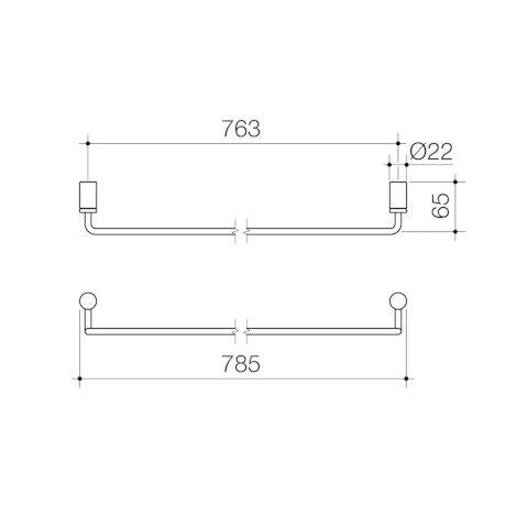 Caroma Titan Stainless Steel Single Towel Rail 760mm-99101SS-blue-leaf-bathware