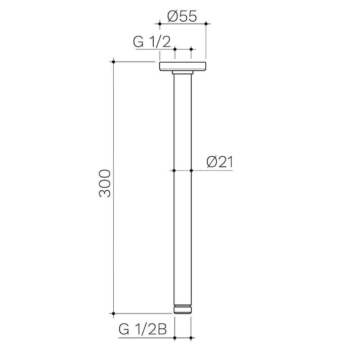 Caroma Urbane II 300mm Ceiling Shower Arm - Matte Black-99639B-blue-leaf-bathware