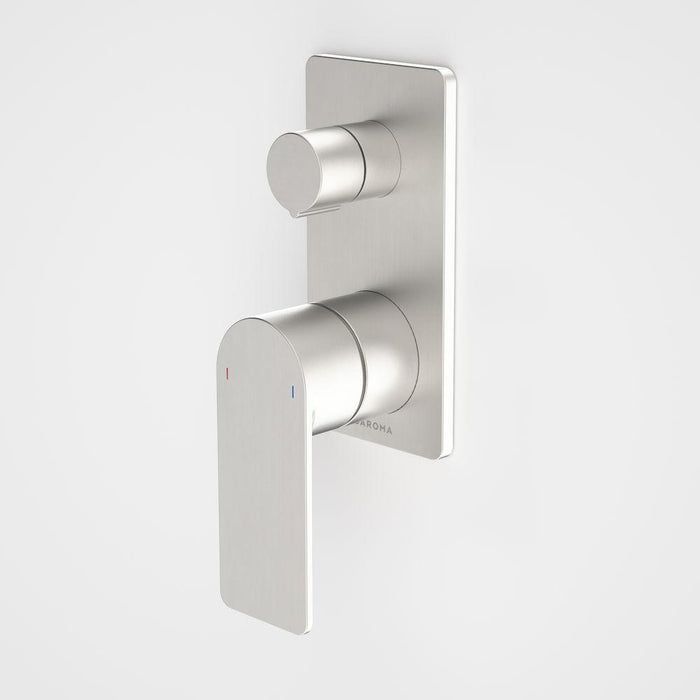 Caroma Urbane II Bath / Shower Mixer With Diverter Square Plate - Brushed Nickel-99657BN-blue-leaf-bathware