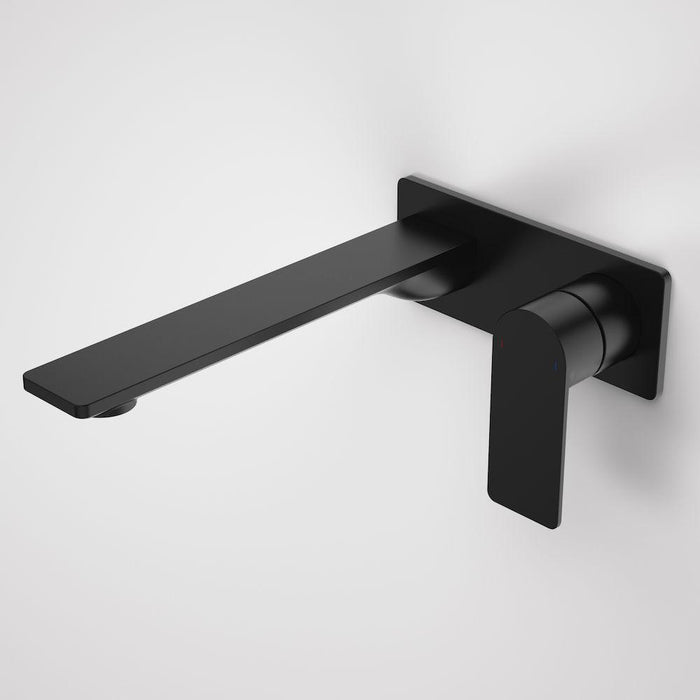 Caroma Urbane II Wall Basin/Bath Mixer Square Plate - Matte Black-99642B6A-blue-leaf-bathware