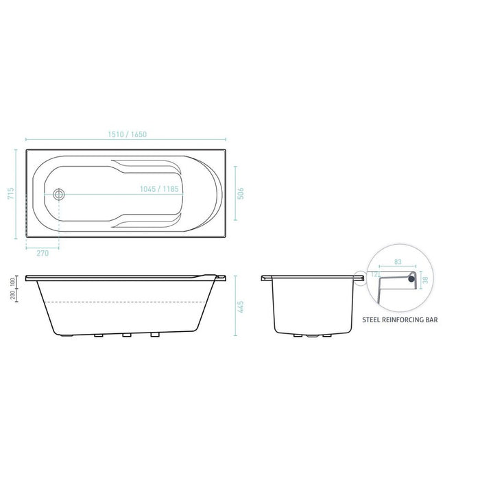 Decina Adatto 1510 Contour 12 Jet White Spa Bath-AD1510CNSPAWC-blue-leaf-bathware