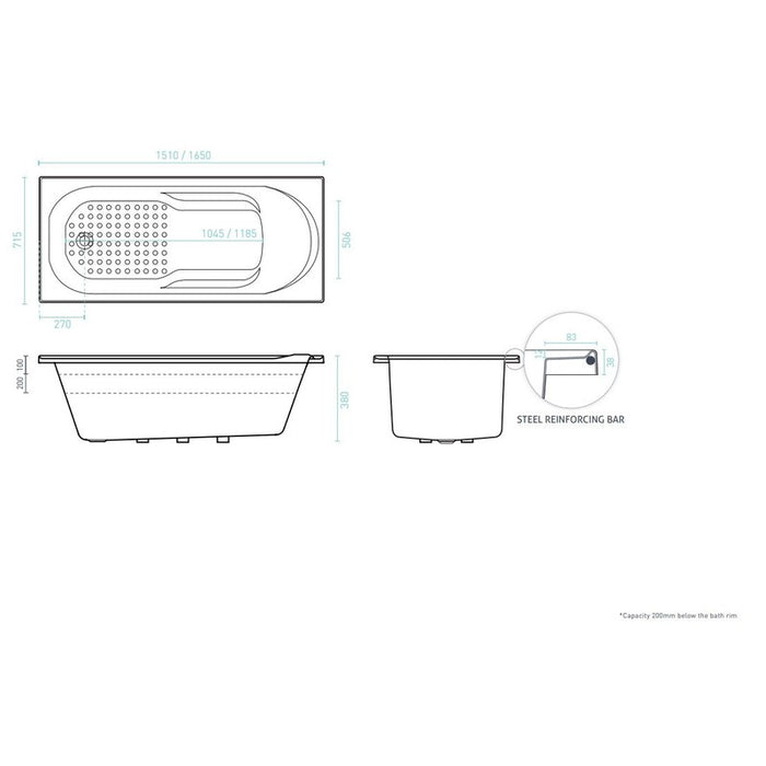 Decina Bambino 1650 Bath-BA1650W-blue-leaf-bathware