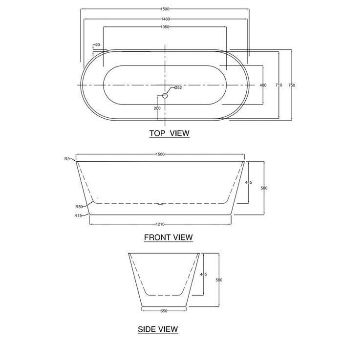 Decina Elinea 1500 Freestanding Bath-EL1500S-blue-leaf-bathware