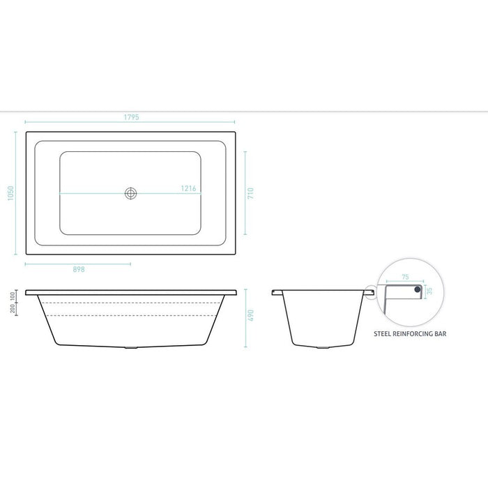 Decina Lago 1795 Contour 18 Jet Spa Bath-LA1790CNSPAWC-blue-leaf-bathware