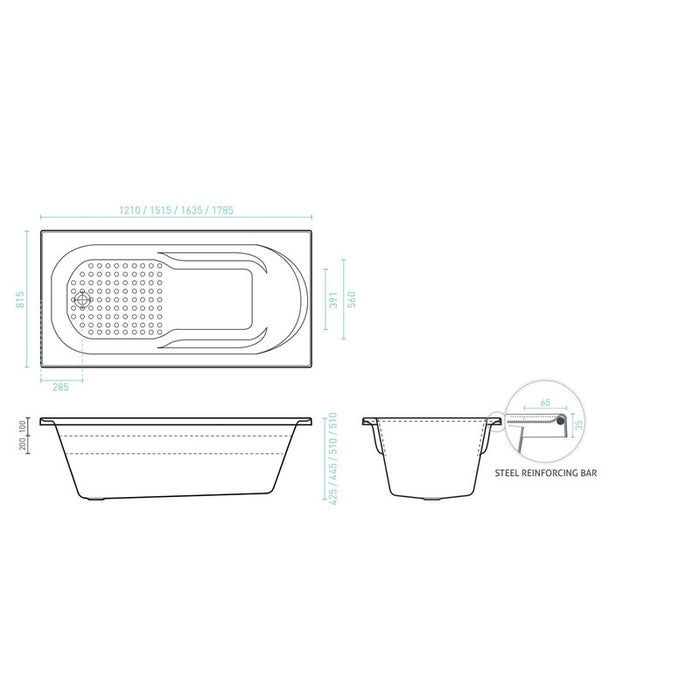 Decina Modena 1650 Santai 10 Jet Spa Bath-MO1650SAN10JW-blue-leaf-bathware