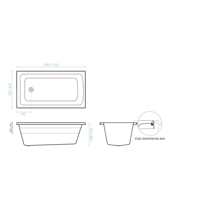 Decina Shenseki 1395 Bath-SHEN1400W-blue-leaf-bathware