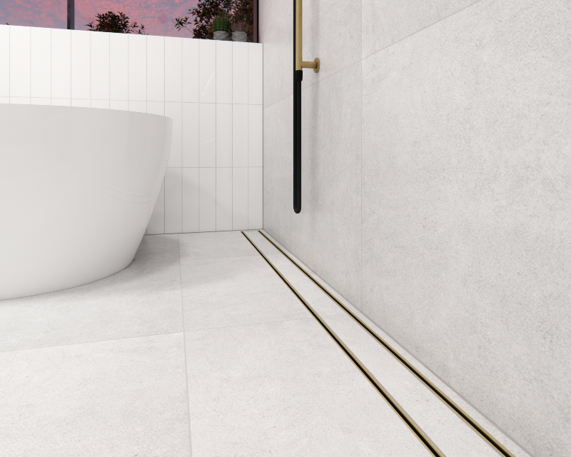 Hayman Aluminium 21mm Tile Insert Shower Grate Drain Kit - Brushed Gold