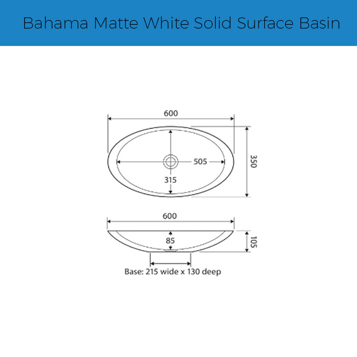 Fienza Bahama Matte White Solid Surface Basin-CSB01-blue-leaf-bathware