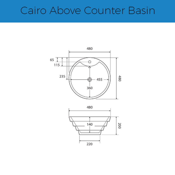 Fienza Cairo Above Counter Basin-TR4012-blue-leaf-bathware