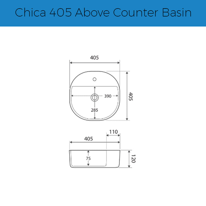 Fienza Chica 405 Above Counter Basin-RB2201-blue-leaf-bathware