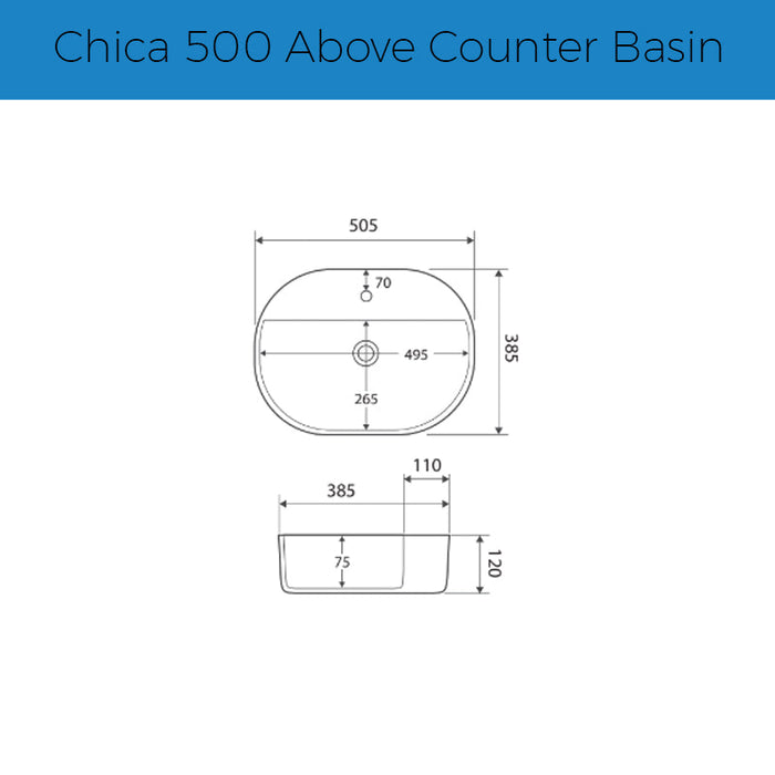 Fienza Chica 500 Above Counter Basin-RB2202-blue-leaf-bathware