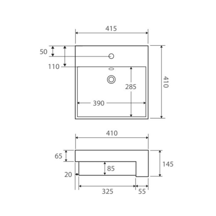Fienza Helen Junior Semi-Recessed Basin-2041B-blue-leaf-bathware