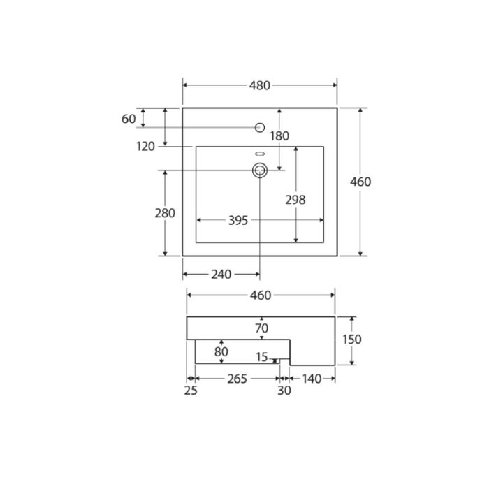 Fienza Jacinta Semi-Recessed Basin-blue-leaf-bathware