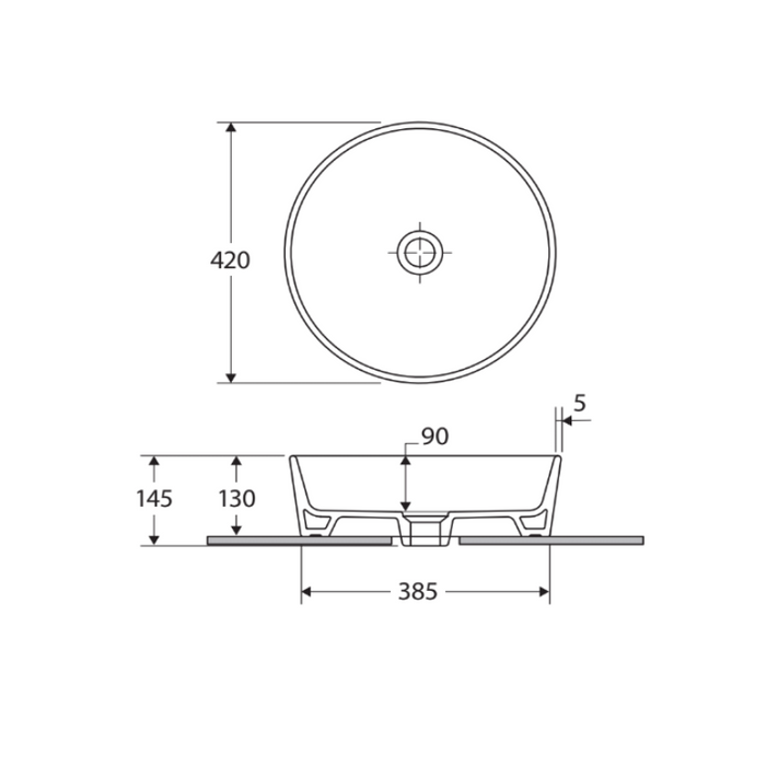 Fienza RAK Feeling Round Above Counter Basin-606000W-blue-leaf-bathware