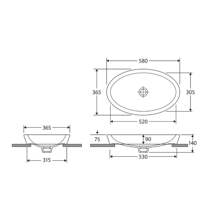 Fienza Rak Resort Semi-Inset Basin-605500W-blue-leaf-bathware