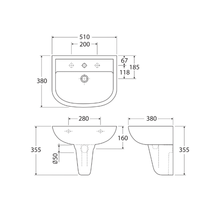 Fienza Rak X500 Wall-Hung Basin With Integral Shroud-blue-leaf-bathware
