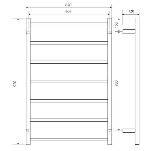 Forme 7 Bar Black Satin Round Heated Towel Rail 620mm-HTR-TR0701MBL-blue-leaf-bathware