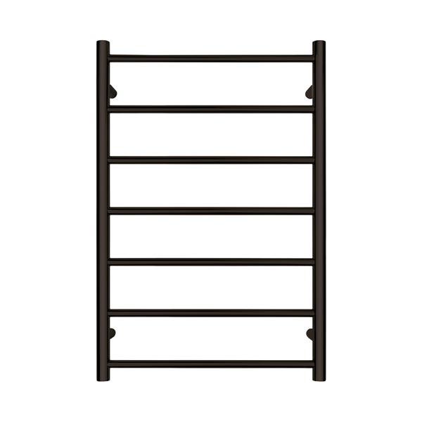 Forme 7 Bar Black Satin Round Heated Towel Rail 620mm-HTR-TR0701MBL-blue-leaf-bathware
