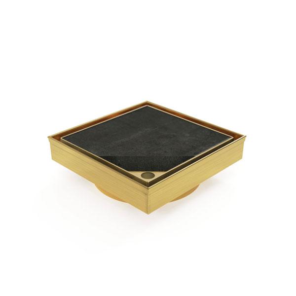 Forme Square Tile Insert Floor Waste - Brushed Gold-FD11XS90-TBG-blue-leaf-bathware