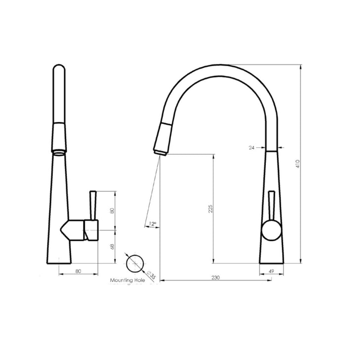 Greens Galiano Pull-Down Sink Mixer - Gun Metal