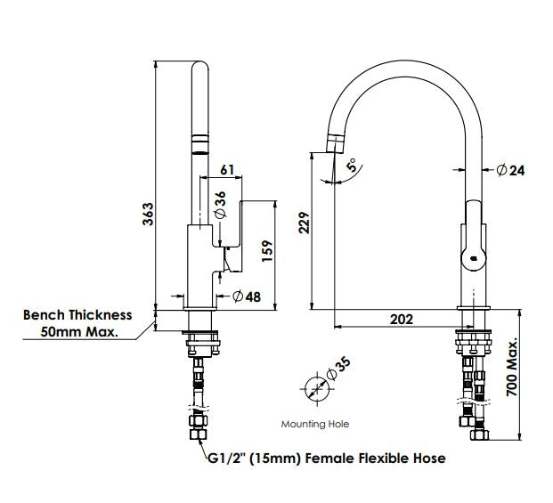 Green Astro II Gooseneck Sink Mixer - Chrome
