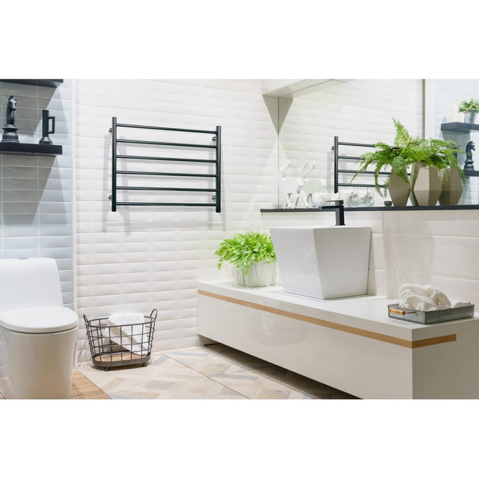 Linsol Allegra Matte Black 6 Bar Wide Heated Towel Rail-JY-3306-MB-blue-leaf-bathware