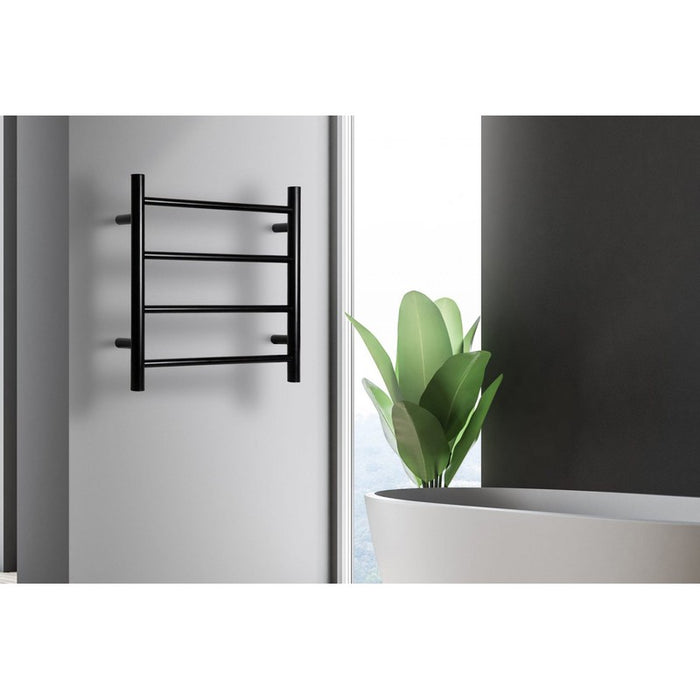 Linsol Allegra Matte Black Heated Towel Rail 4 Bar-JY-3340-MB-blue-leaf-bathware