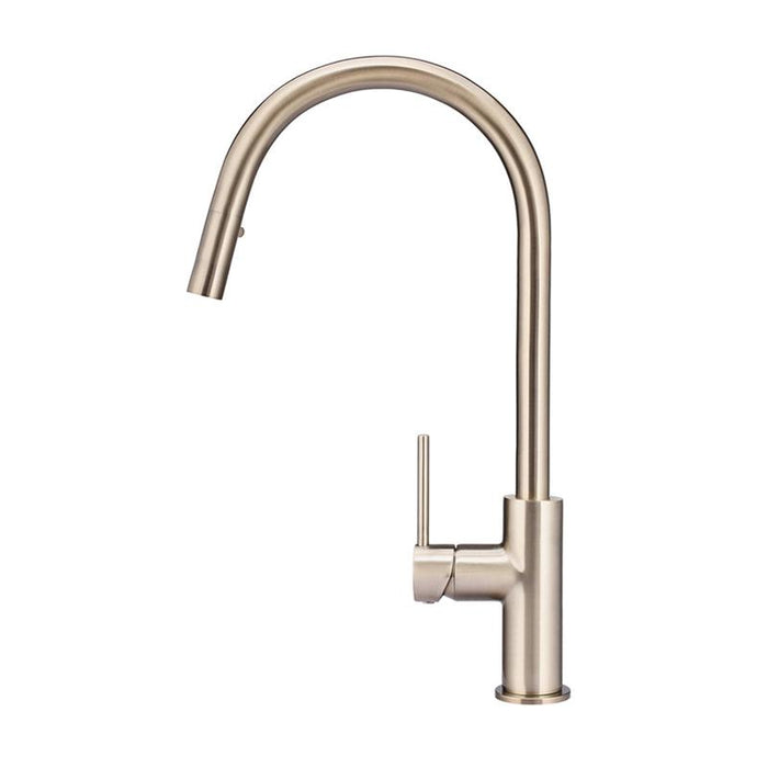 Meir Round Piccola Pull Out Kitchen Mixer Tap - Champagne-blue-leaf-bathware