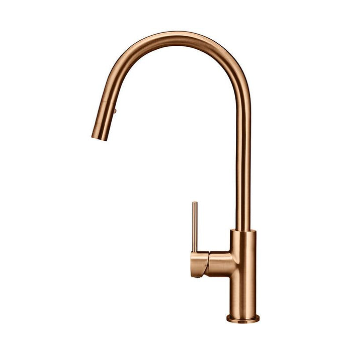 Meir Round Piccola Pull Out Kitchen Mixer Tap - Lustre Bronze-blue-leaf-bathware
