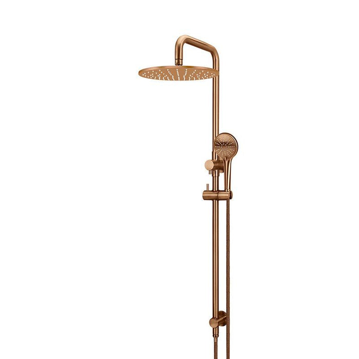Meir Round Combination Shower Rail 300mm Rose, Three Function Hand Shower - Lustre Bronze-blue-leaf-bathware