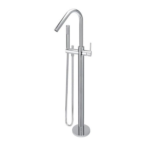 Meir Freestanding Round Bath Mixer with Hand Spray - Chrome-blue-leaf-bathware