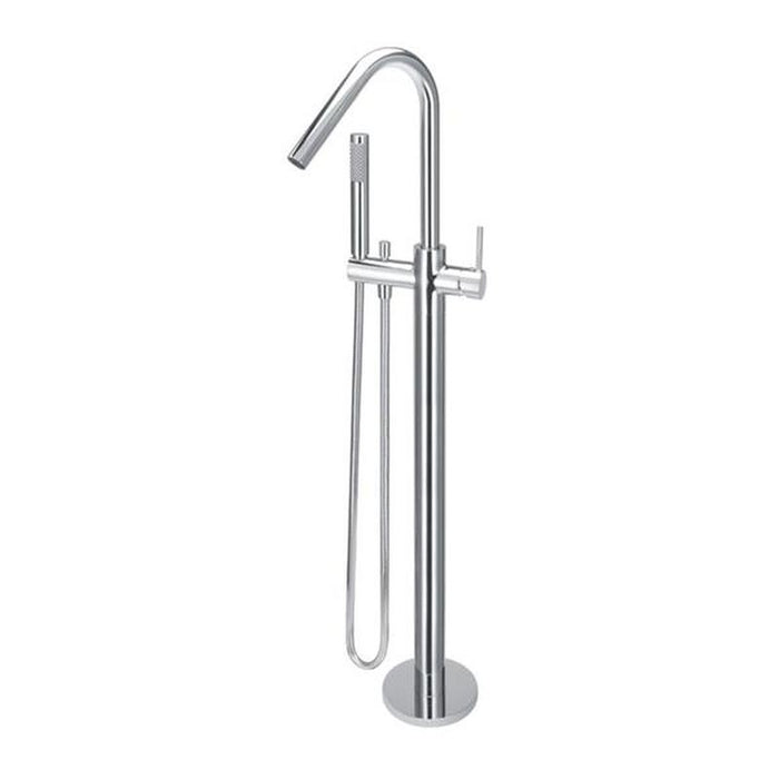 Meir Freestanding Round Bath Mixer with Hand Spray - Chrome-blue-leaf-bathware