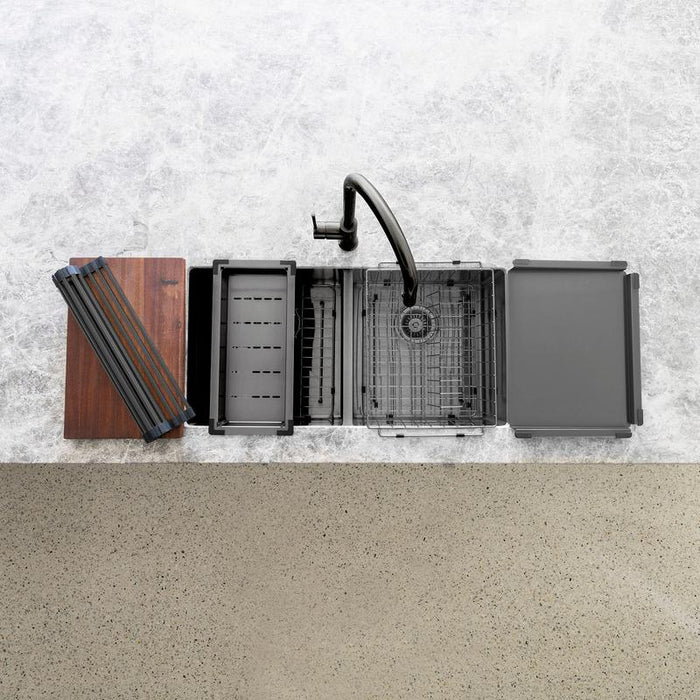 Meir Lavello Protection Grid for MKSP-S450450 - PVD Gunmetal Black-blue-leaf-bathware